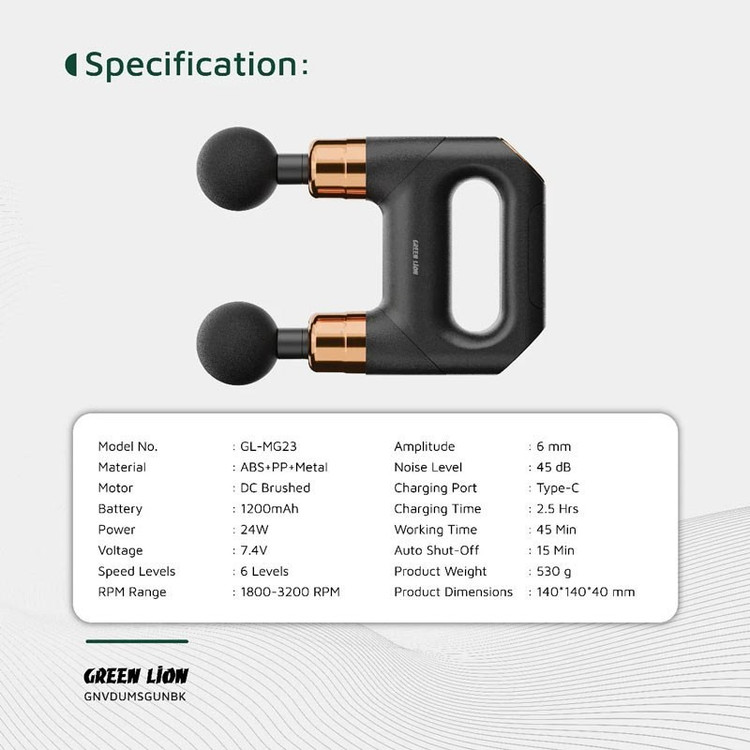 ماساژور دو سر گرین لاین Green Lion Vibe pro Dual head massage gun GNVDUMSGUNBK