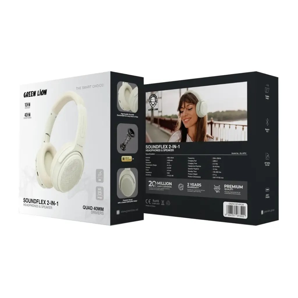 هدفون و بلندگوی دوکاره گرین لاین SOUNDFLEX 2-in-1 سفید
