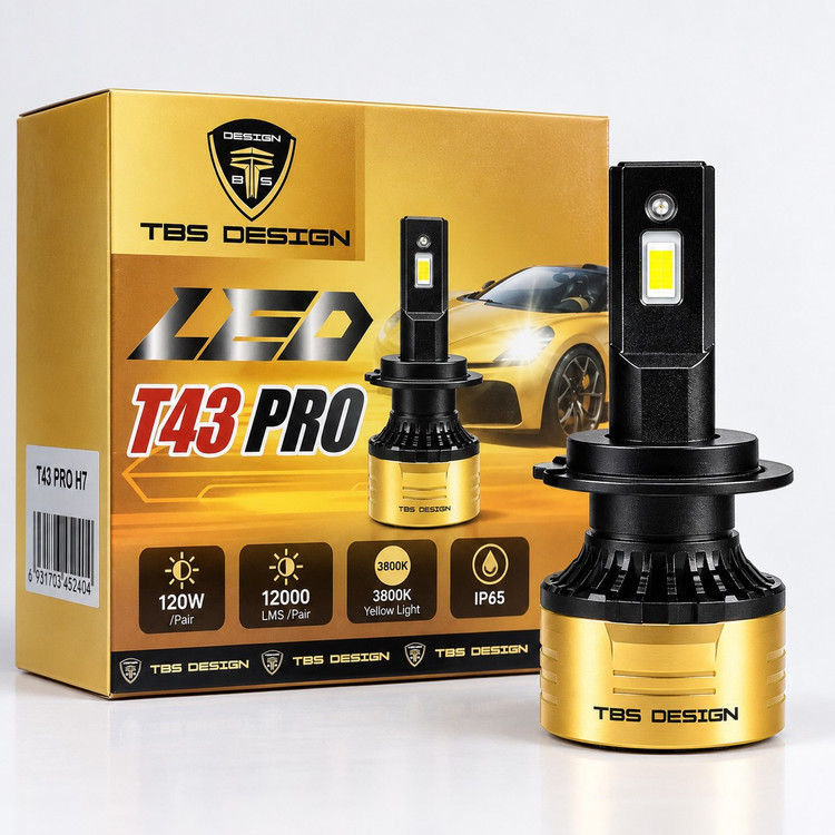هدلایت توبیز T43 PRO پایه H7 نور زرد 3800 کلوین 120 وات