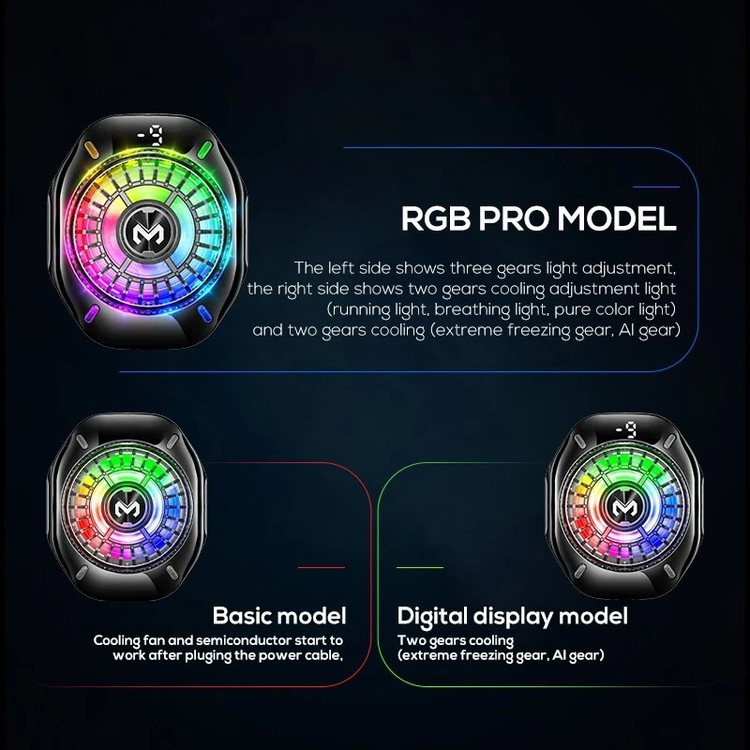 فن خنک کننده گیمینگ موبایل MEMO CX10 RGB Pro مگنتی با نمایشگر دیجیتال