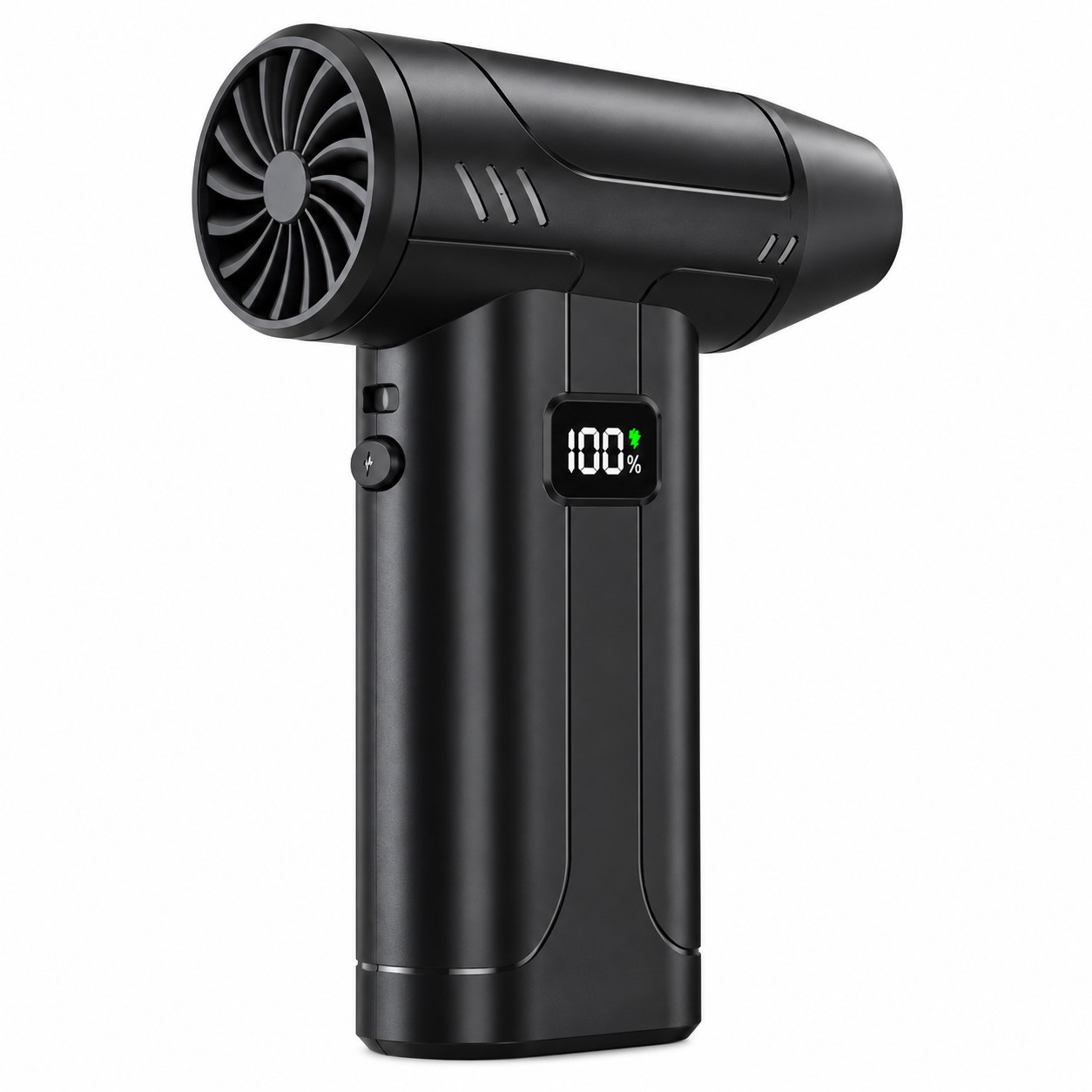 دمنده شارژی پرقدرت X9 Violent Fan جت فن قابل حمل با نمایشگر شارژ و چراغ LED، مناسب خودرو و نظافت