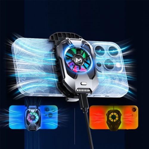 خنک کننده حرفه ای موبایل MEMO DLA8 ، فن 5500 دور نمایشگر دما نور RGB