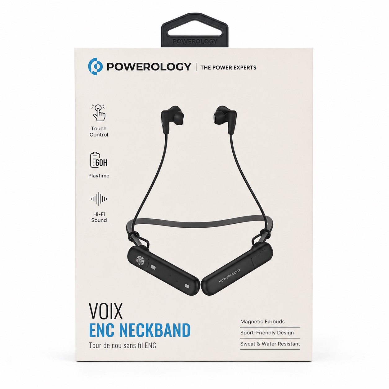 هدست گردنی Powerology VOIX ENC با 60 ساعت شارژدهی، ENC، بلوتوث 6.0