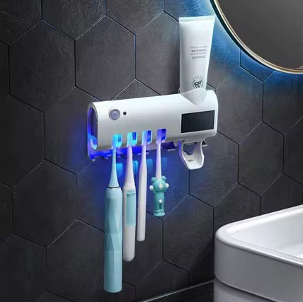 استریلایزر و جا مسواکی هوشمند UV دیواری جا خمیردندان اتوماتیک سنسور حرکتی نگهدارنده 4 مسواک