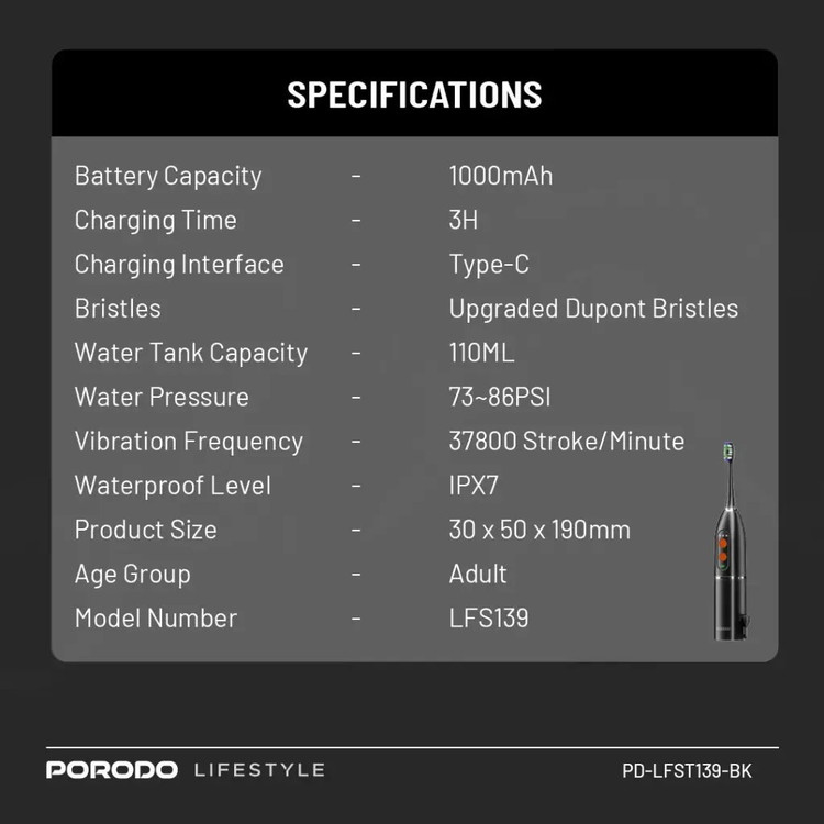 مسواک برقی سونیک واتر فلاسر Porodo