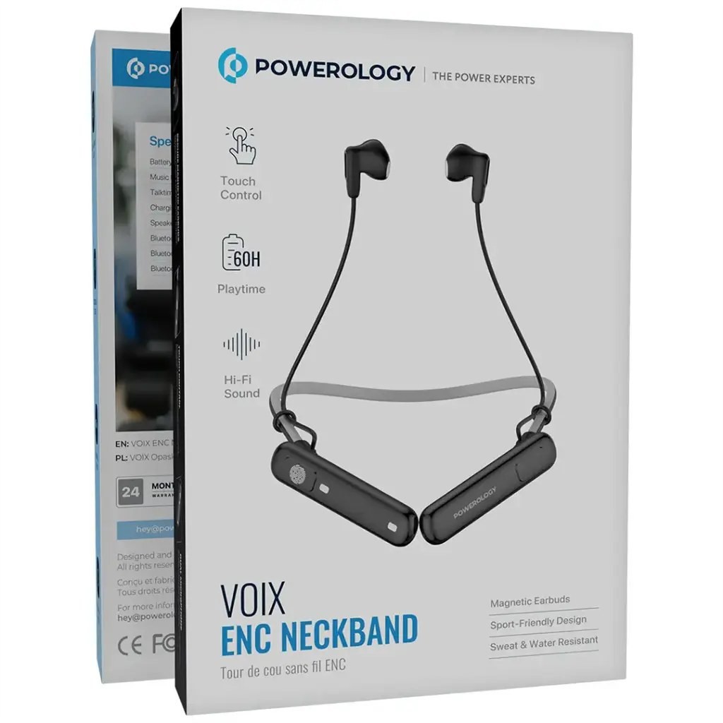 هندزفری دورگردنی مشکی Powerology VOIX ENC Neckband