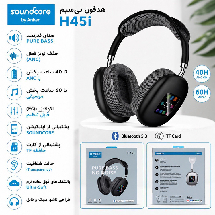 هدفون بیسیم انکر Soundcore H45i شارژدهی بالا Pure Bass