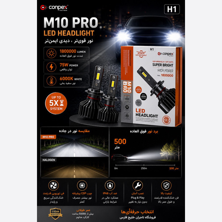 هدلایت CONPEX M10PRO پایه H1 با گارانتی