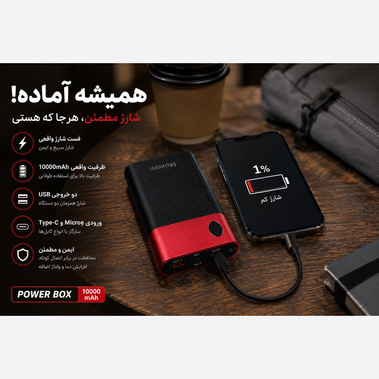 پاور بانک 10000 میلی آمپر فست شارژ POWER BOX