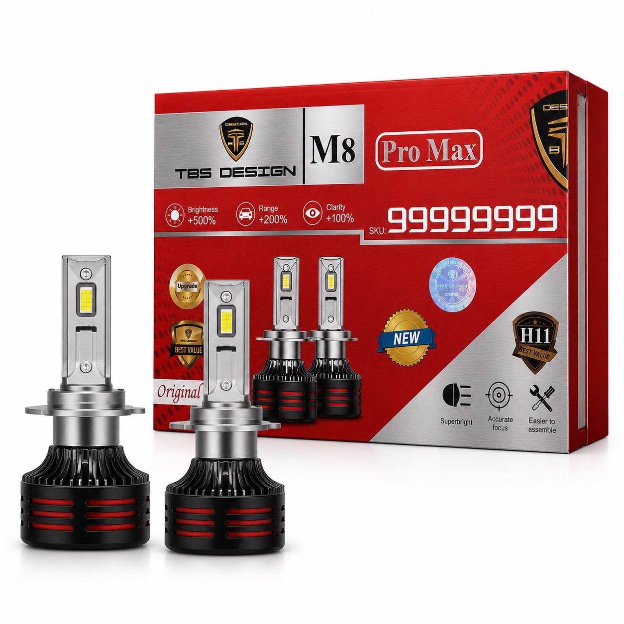 هدلایت توبیز M8 PRO پایه H11 با گارانتی