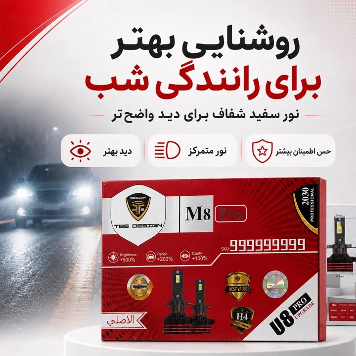 هدلایت توبیز پایه H4 مدل M8 PRO با گارانتی