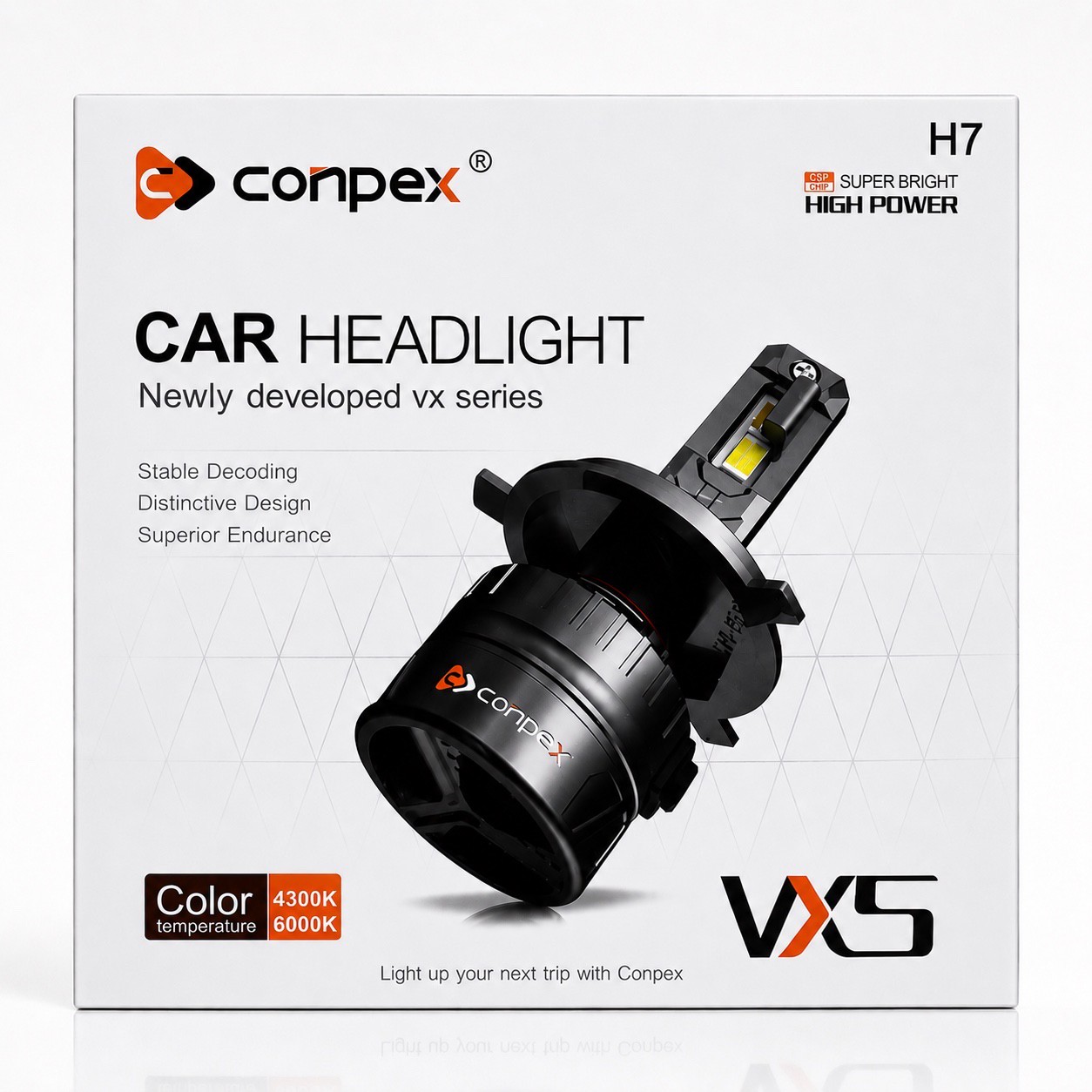 هدلایت CONPEX VX5 پایه H7 نور آفتابی 200 وات