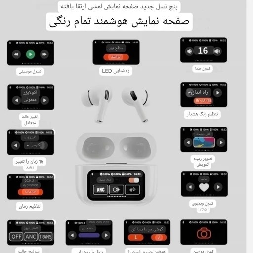 ایرپاد پرو ANC ENC A9PRO مانیتور دار ضدآب گیمینگ بیس بالا لمسی