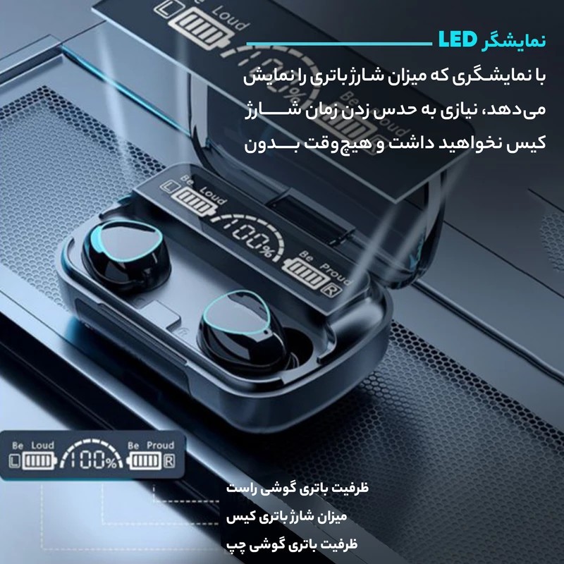 ایرپاد M10 اورجینال شارژ بالا لمسی ورژن 5 3 میکروفن عالی گیمینگ ضدآب پاوربانک دار کیفیت درجه یک صحفه نمایش دار