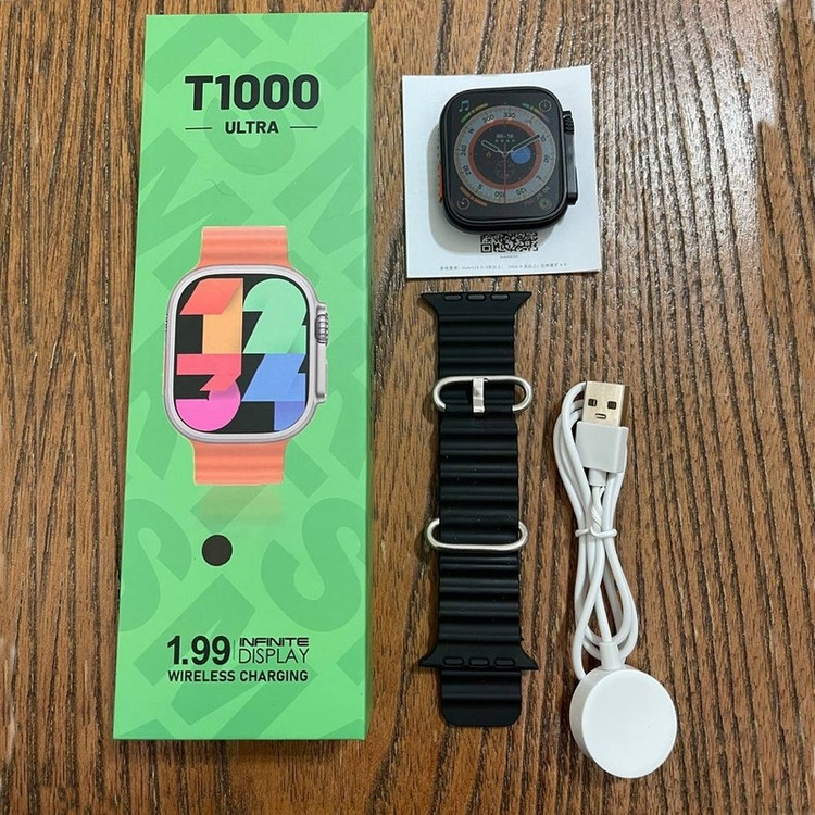 ساعت هوشمند T1000 اصلی 2024 بالاترین کیفیت بازار A اورجینال تمام صحفه