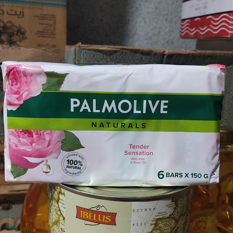 صابون پالمولایف 6 عددی عطری با شیر و روغن گل رز خارجی بسته 6 عددی هر عدد 170 گرم