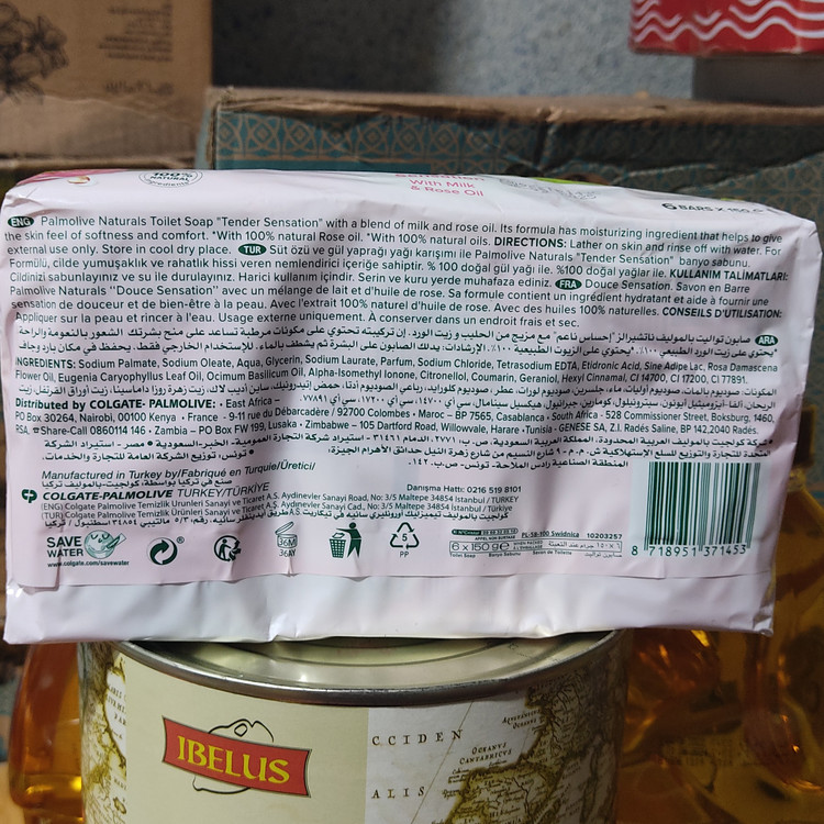صابون پالمولایف 6 عددی عطری با شیر و روغن گل رز خارجی بسته 6 عددی هر عدد 170 گرم